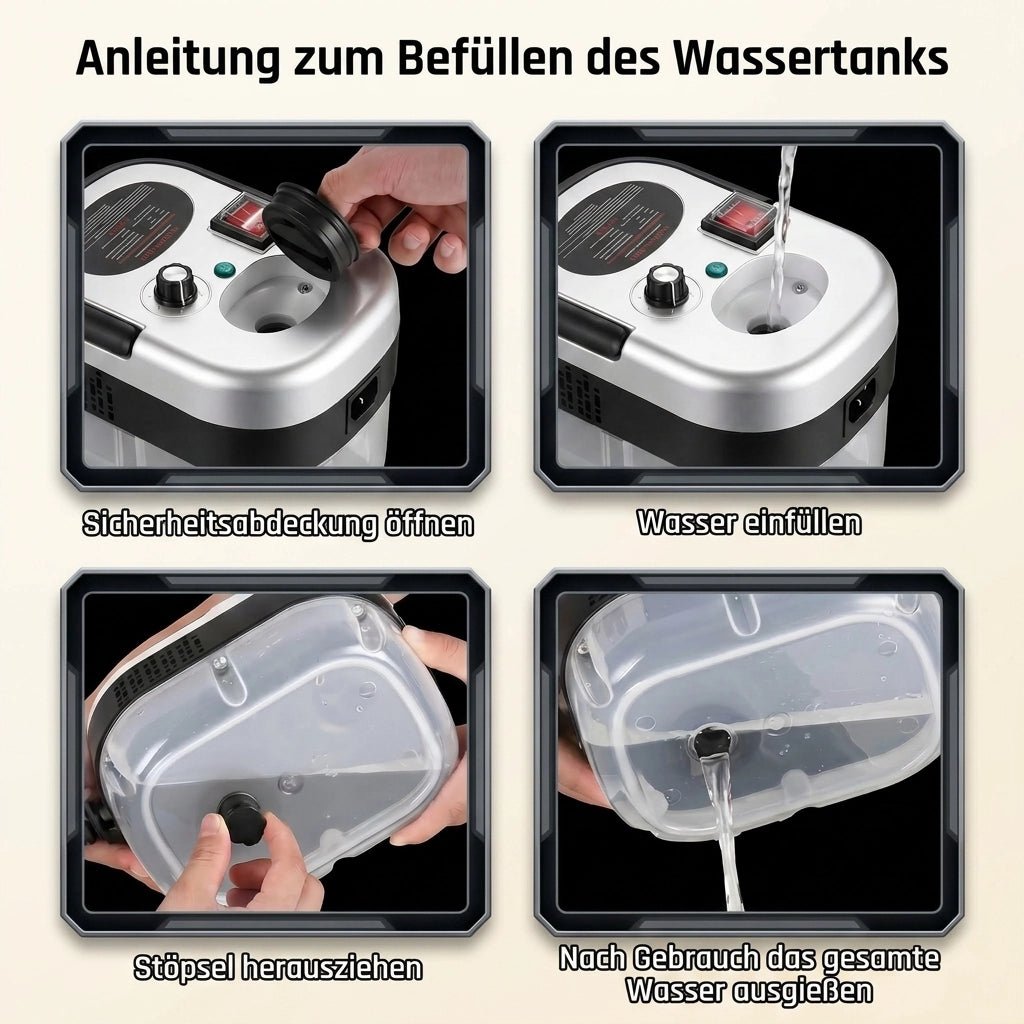 Tragbarer Dampfreiniger für Haushalt und Fugenreinigung Anleitung